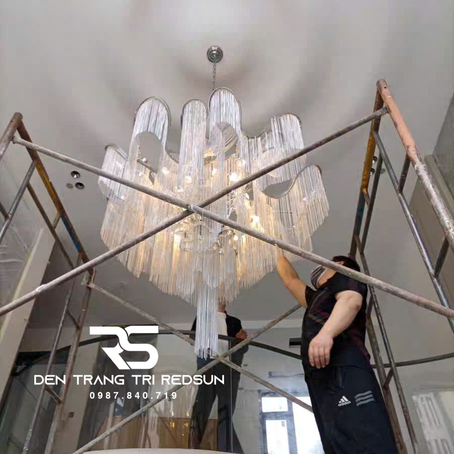 Đèn Chùm Pha Lê Tua Rua Trang Trí Phòng Khách, Phòng Ăn, Sảnh Khách Sạn, Nhà Hàng Phong Cách Italia Hiện Đại DCP-009