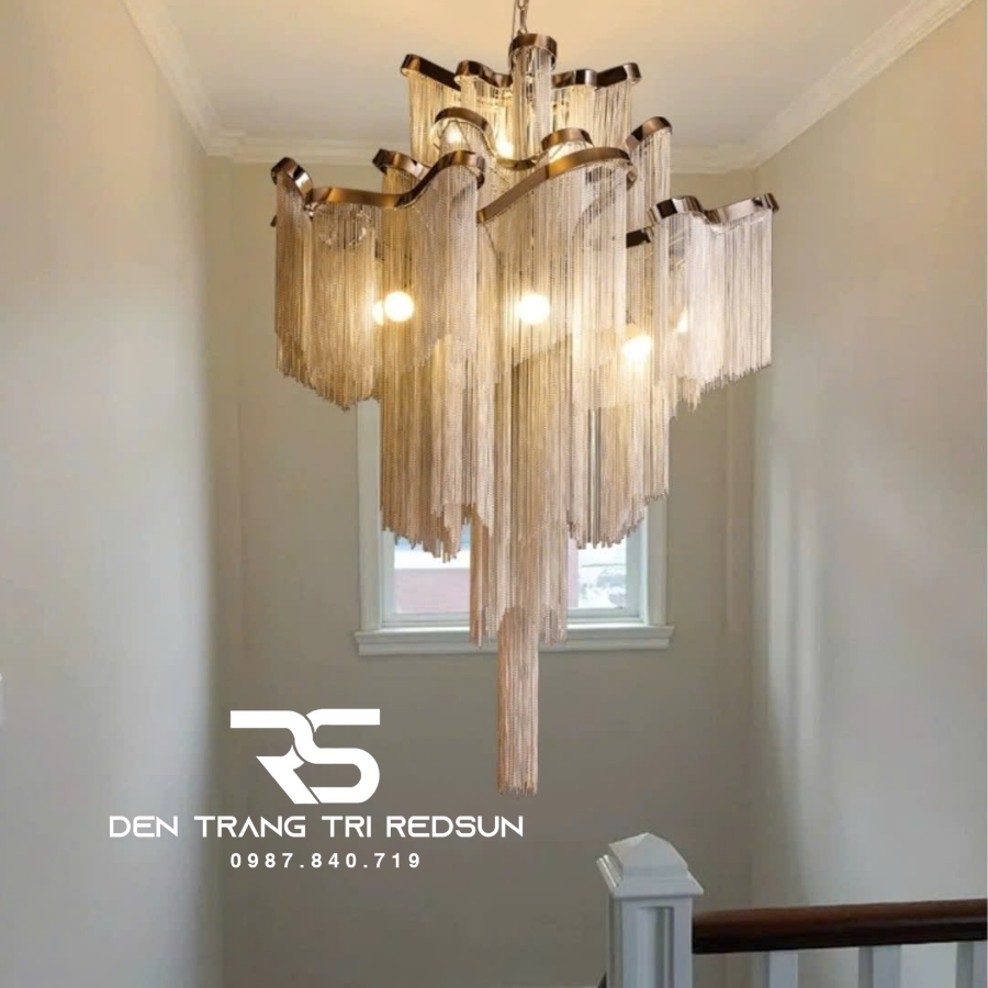 Đèn Chùm Pha Lê Tua Rua Trang Trí Phòng Khách, Phòng Ăn, Sảnh Khách Sạn, Nhà Hàng Phong Cách Italia Hiện Đại DCP-009
