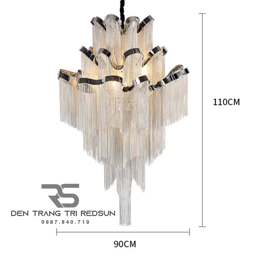 Đèn Chùm Pha Lê Tua Rua Trang Trí Phòng Khách, Phòng Ăn, Sảnh Khách Sạn, Nhà Hàng Phong Cách Italia Hiện Đại DCP-009