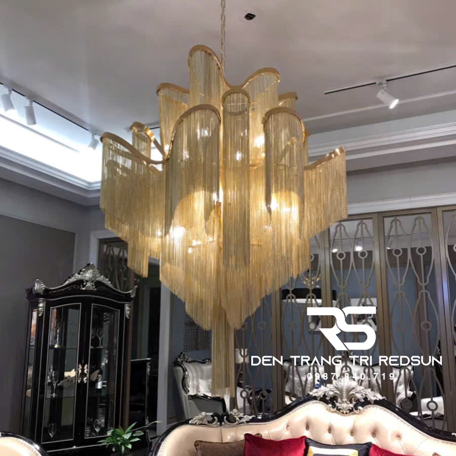 Đèn Chùm Pha Lê Tua Rua Trang Trí Phòng Khách, Phòng Ăn, Sảnh Khách Sạn, Nhà Hàng Phong Cách Italia Hiện Đại DCP-009