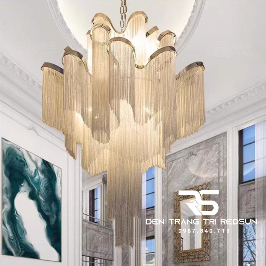 Đèn Chùm Pha Lê Tua Rua Trang Trí Phòng Khách, Phòng Ăn, Sảnh Khách Sạn, Nhà Hàng Phong Cách Italia Hiện Đại DCP-009