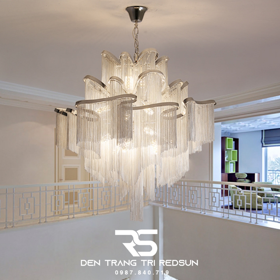 Đèn Chùm Pha Lê Tua Rua Trang Trí Phòng Khách, Phòng Ăn, Sảnh Khách Sạn, Nhà Hàng Phong Cách Italia Hiện Đại DCP-009