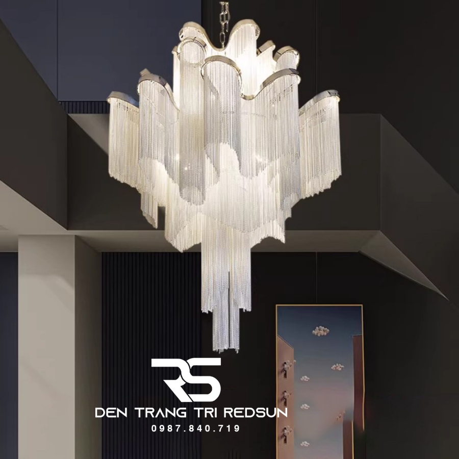 Đèn Chùm Pha Lê Tua Rua Trang Trí Phòng Khách, Phòng Ăn, Sảnh Khách Sạn, Nhà Hàng Phong Cách Italia Hiện Đại DCP-009