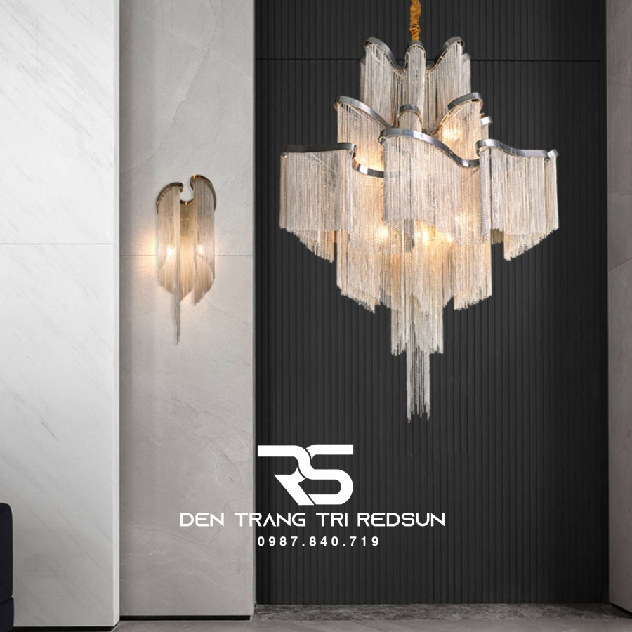 Đèn Chùm Pha Lê Tua Rua Trang Trí Phòng Khách, Phòng Ăn, Sảnh Khách Sạn, Nhà Hàng Phong Cách Italia Hiện Đại DCP-009