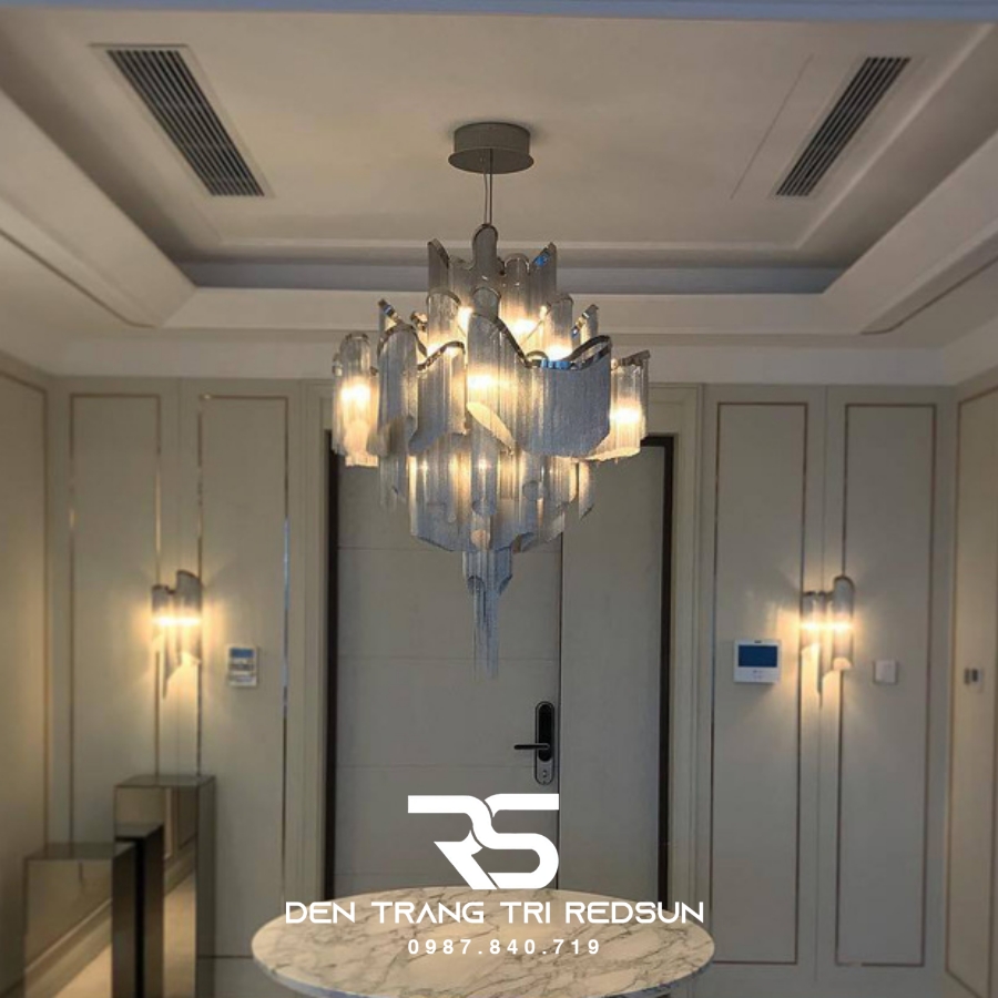 Đèn Chùm Pha Lê Tua Rua Trang Trí Phòng Khách, Phòng Ăn, Sảnh Khách Sạn, Nhà Hàng Phong Cách Italia Hiện Đại DCP-009