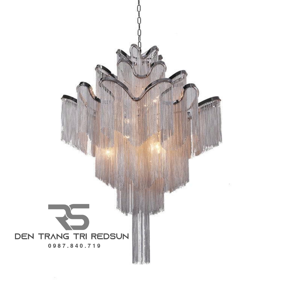 Đèn Chùm Pha Lê Tua Rua Trang Trí Phòng Khách, Phòng Ăn, Sảnh Khách Sạn, Nhà Hàng Phong Cách Italia Hiện Đại DCP-009