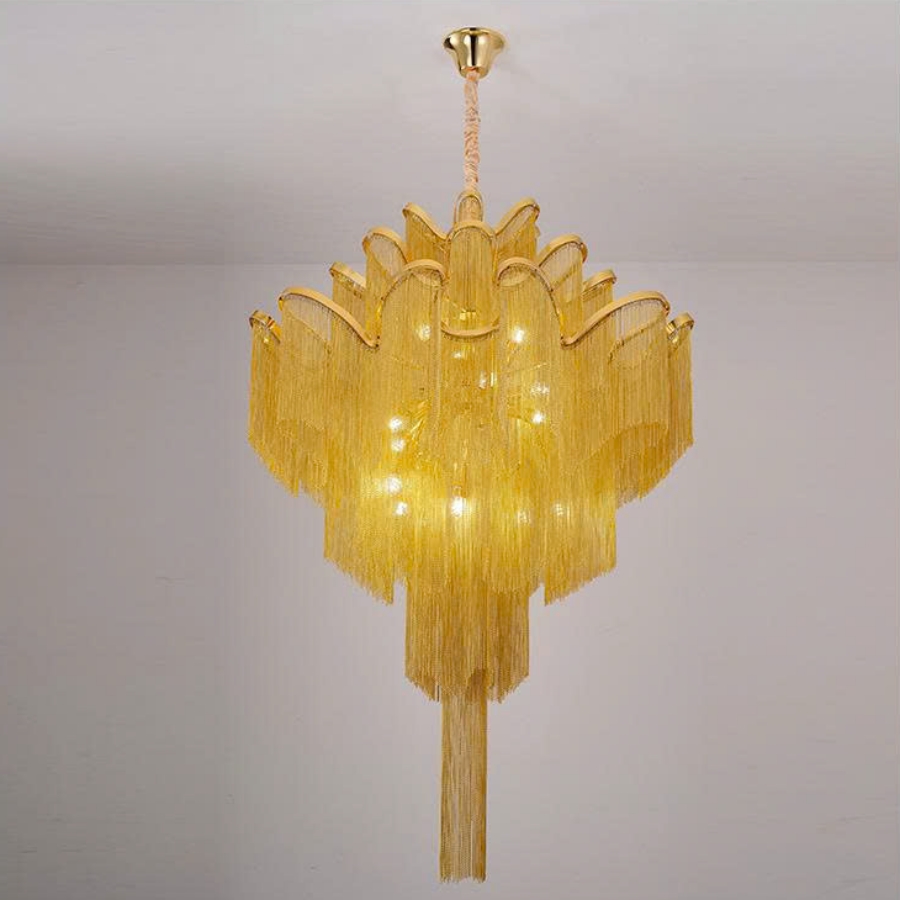 Đèn Chùm Pha Lê Tua Rua Trang Trí Phòng Khách, Phòng Ăn, Sảnh Khách Sạn, Nhà Hàng Phong Cách Italia Hiện Đại DCP-009