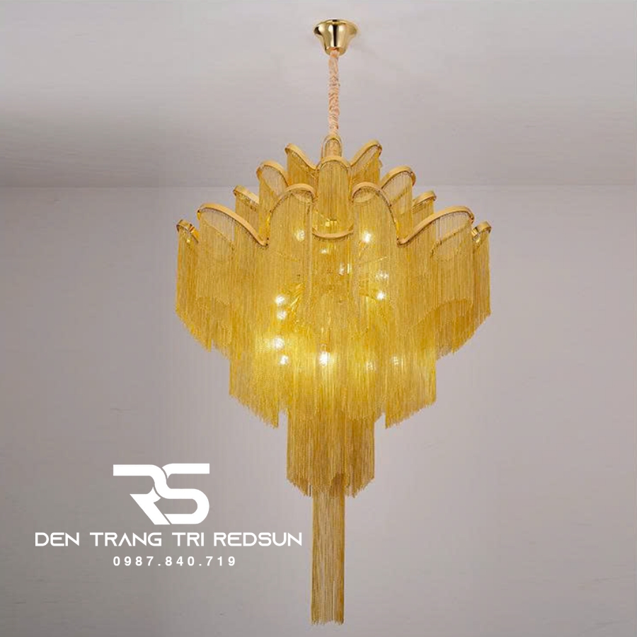 Đèn Chùm Pha Lê Tua Rua Trang Trí Phòng Khách, Phòng Ăn, Sảnh Khách Sạn, Nhà Hàng Phong Cách Italia Hiện Đại DCP-009