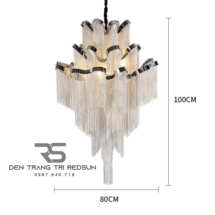 Đèn Chùm Pha Lê Tua Rua Trang Trí Phòng Khách, Phòng Ăn, Sảnh Khách Sạn, Nhà Hàng Phong Cách Italia Hiện Đại DCP-009