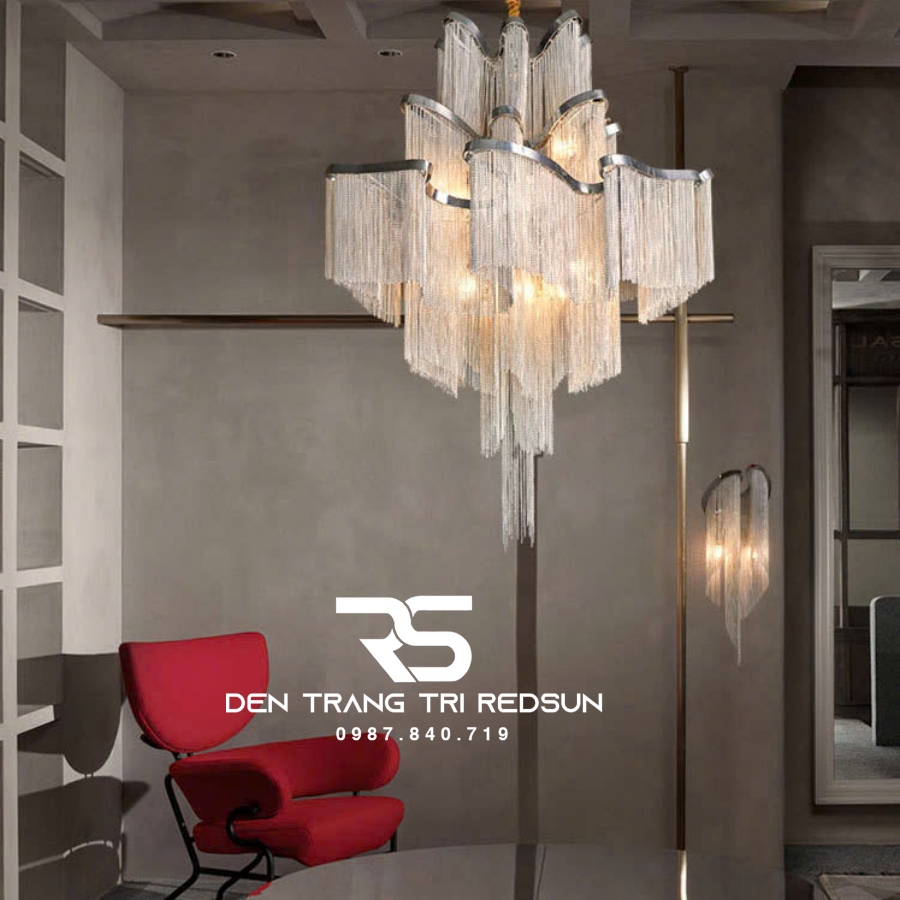 Đèn Chùm Pha Lê Tua Rua Trang Trí Phòng Khách, Phòng Ăn, Sảnh Khách Sạn, Nhà Hàng Phong Cách Italia Hiện Đại DCP-009