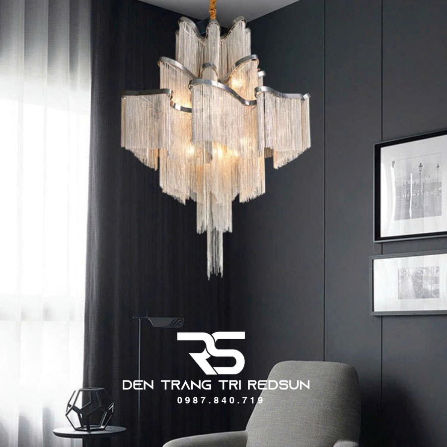 Đèn Chùm Pha Lê Tua Rua Trang Trí Phòng Khách, Phòng Ăn, Sảnh Khách Sạn, Nhà Hàng Phong Cách Italia Hiện Đại DCP-009