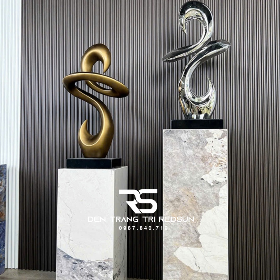 Đồ Trang Trí Nghệ Thuật Phòng Khách, Hành Lang, Sảnh Chờ Nhà Hàng, Khách Sạn Điêu Khắc Dạng Hình Học DDC-026