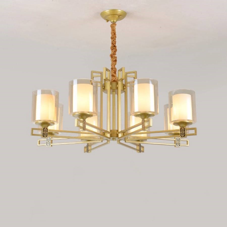 Đèn Chùm Phòng Khách Hiện Đại Phong Cách Indochine Choá Thuỷ Tinh IDC-002