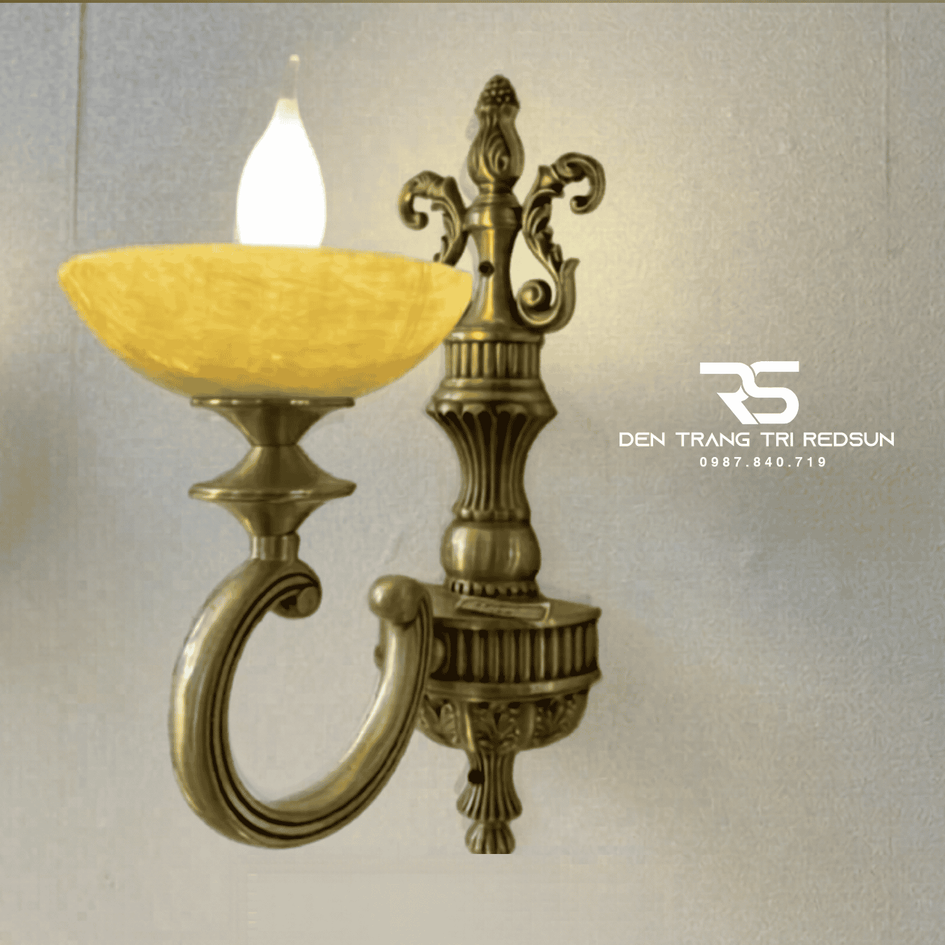 Đèn Tường Nến Chất Liệu Đồng Đá Phong Cách Cổ Điển DT-C9309