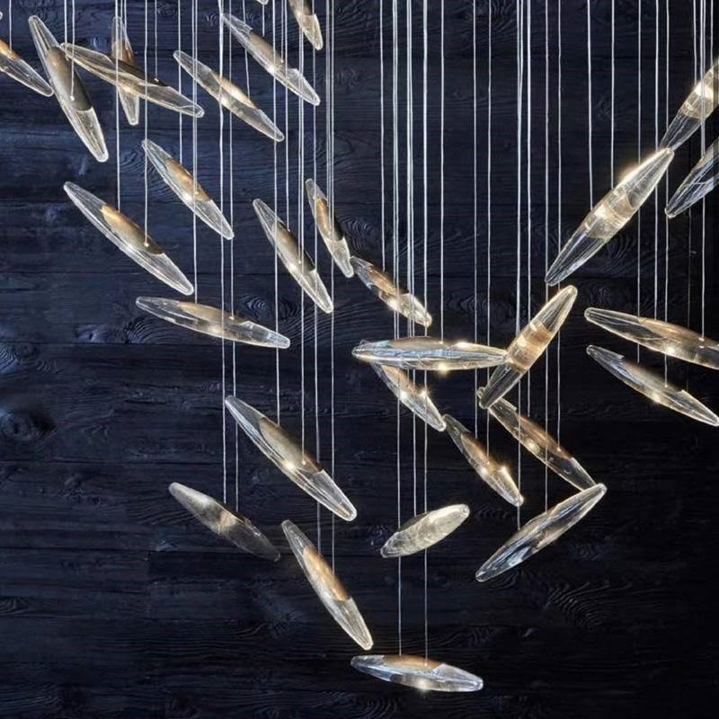 Đèn Thả Hiện Đại Hạt Gạo Pha Lê Lắp Phòng Khách, Sảnh Chờ, Cầu Thang Thông Tầng HTK074