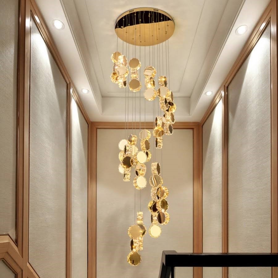 Đèn Thả Trần Phòng Khách, Thông Tầng Cầu Thang Hiện Đại Chất Liệu Pha Lê HTK057