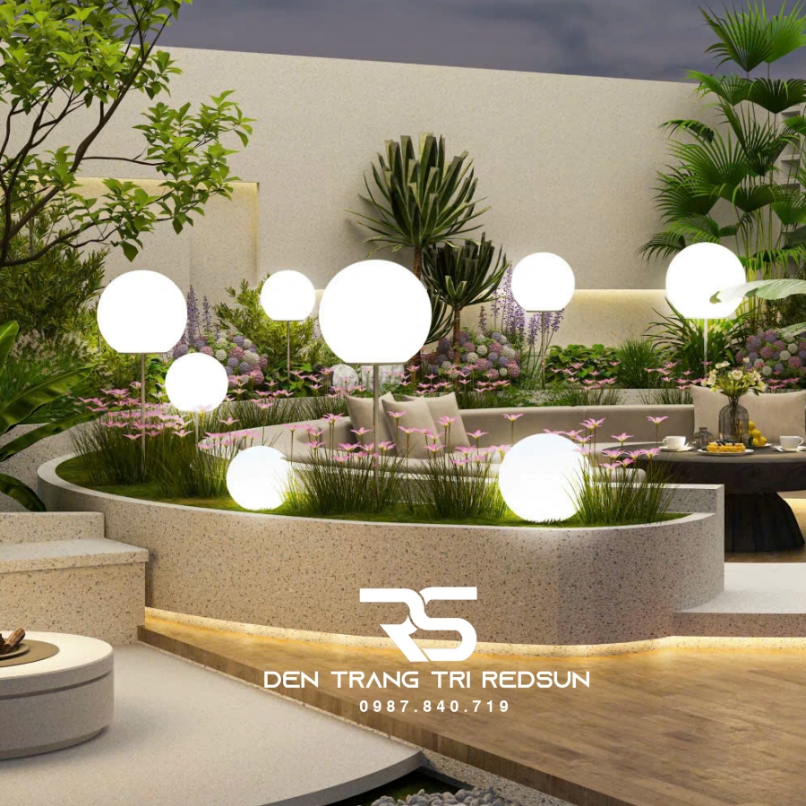Đèn Sân Vườn Cảnh Quan Ngoài Trời Hình Cầu Trang Trí Resort, Nhà Hàng, Công Viên DSV-002