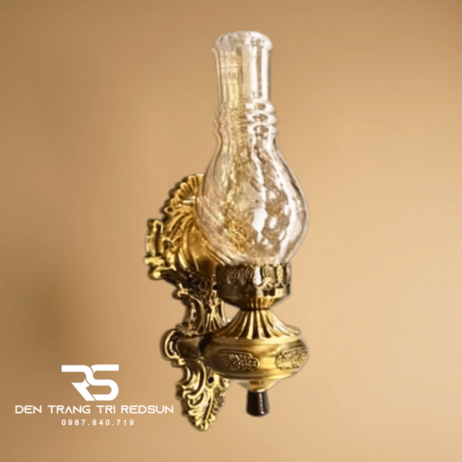 Đèn Tường Cổ Điển Giả Đèn Dầu Chao Thủy Tinh Trang Trí Phòng Khách, Phòng Ngủ, Cầu Thang DT-C6055/1