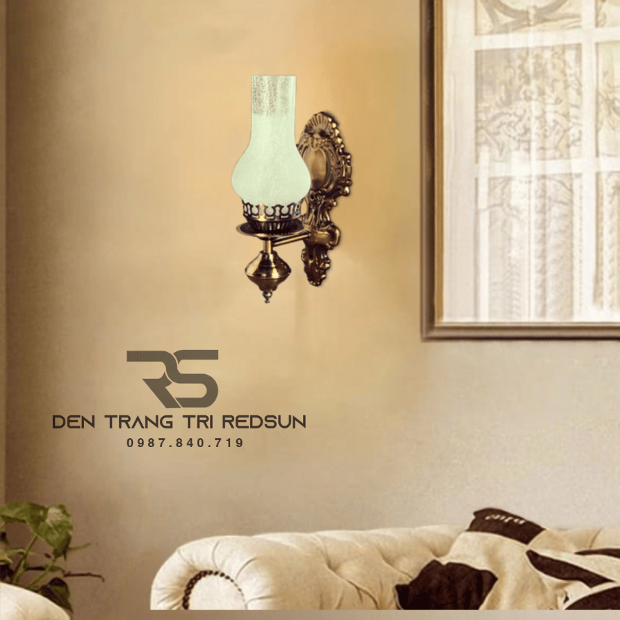 Đèn Tường Cổ Điển Giả Đèn Dầu Chao Thủy Tinh Trang Trí Phòng Khách, Phòng Ngủ, Cầu Thang DT-C123