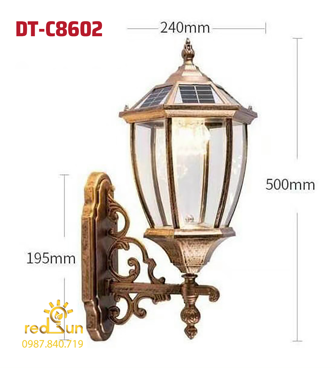 Đèn Tường Chùa Đồng Lắp Ngoài Trời DT-C8602