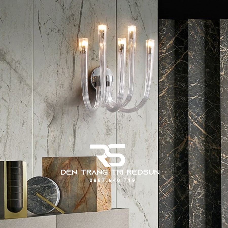 Đèn Tường Trang Trí Phòng Khách, Phòng Ngủ, Cầu Thang Ống Thủy Tinh Phong Cách Bắc Âu DTP-015