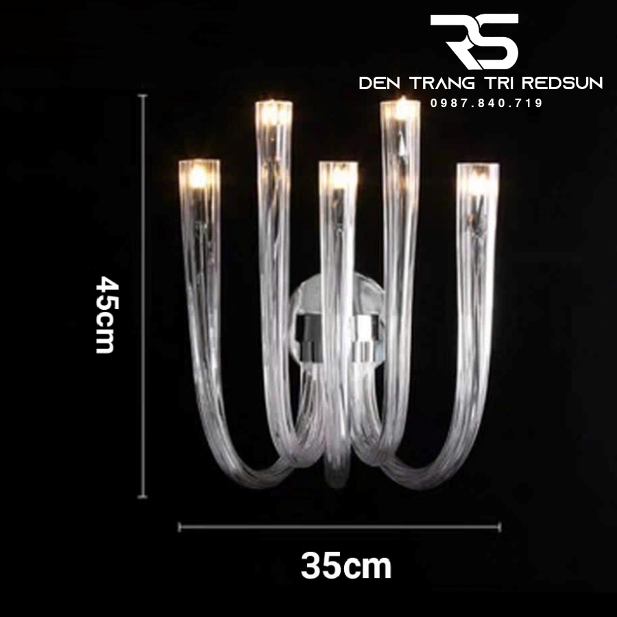 Đèn Tường Trang Trí Phòng Khách, Phòng Ngủ, Cầu Thang Ống Thủy Tinh Phong Cách Bắc Âu DTP-015