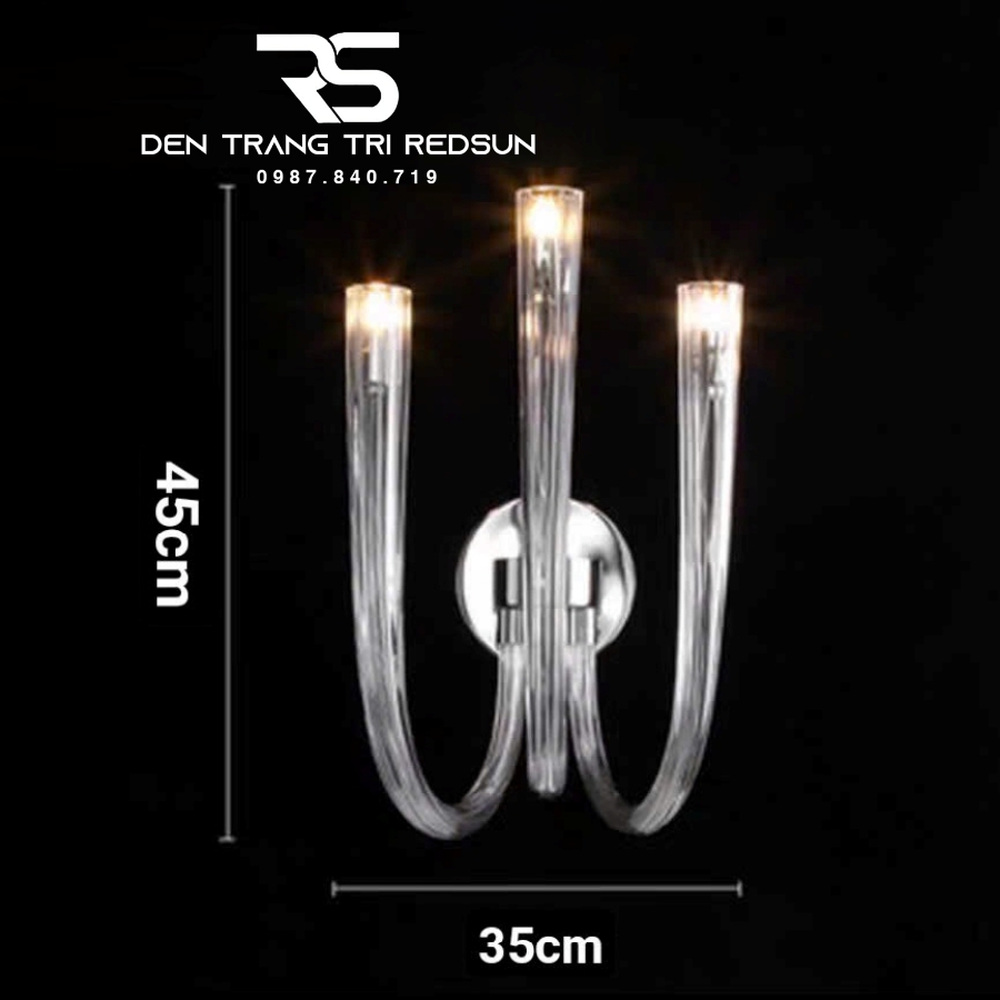 Đèn Tường Trang Trí Phòng Khách, Phòng Ngủ, Cầu Thang Ống Thủy Tinh Phong Cách Bắc Âu DTP-015