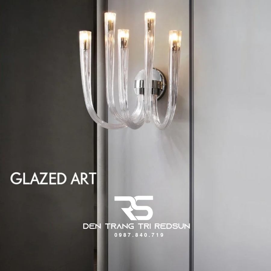Đèn Tường Trang Trí Phòng Khách, Phòng Ngủ, Cầu Thang Ống Thủy Tinh Phong Cách Bắc Âu DTP-015