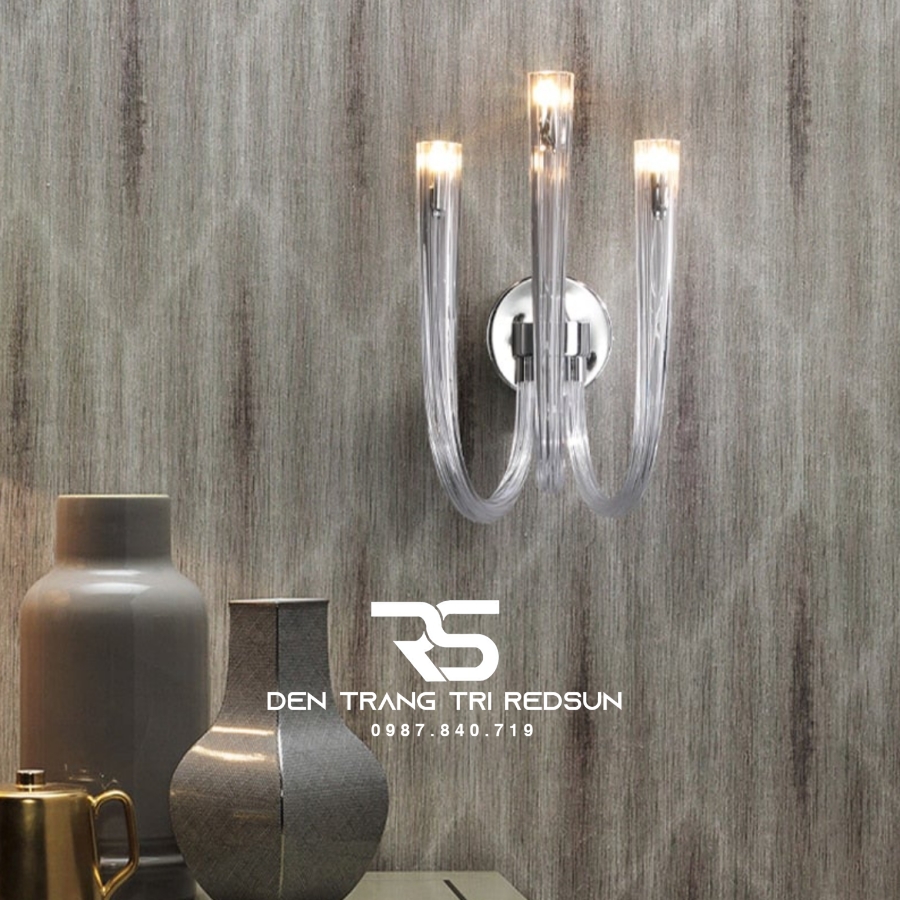 Đèn Tường Trang Trí Phòng Khách, Phòng Ngủ, Cầu Thang Ống Thủy Tinh Phong Cách Bắc Âu DTP-015