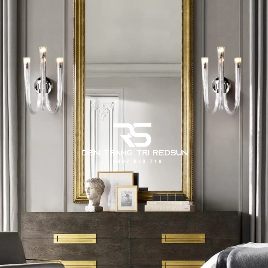 Đèn Tường Trang Trí Phòng Khách, Phòng Ngủ, Cầu Thang Ống Thủy Tinh Phong Cách Bắc Âu DTP-015