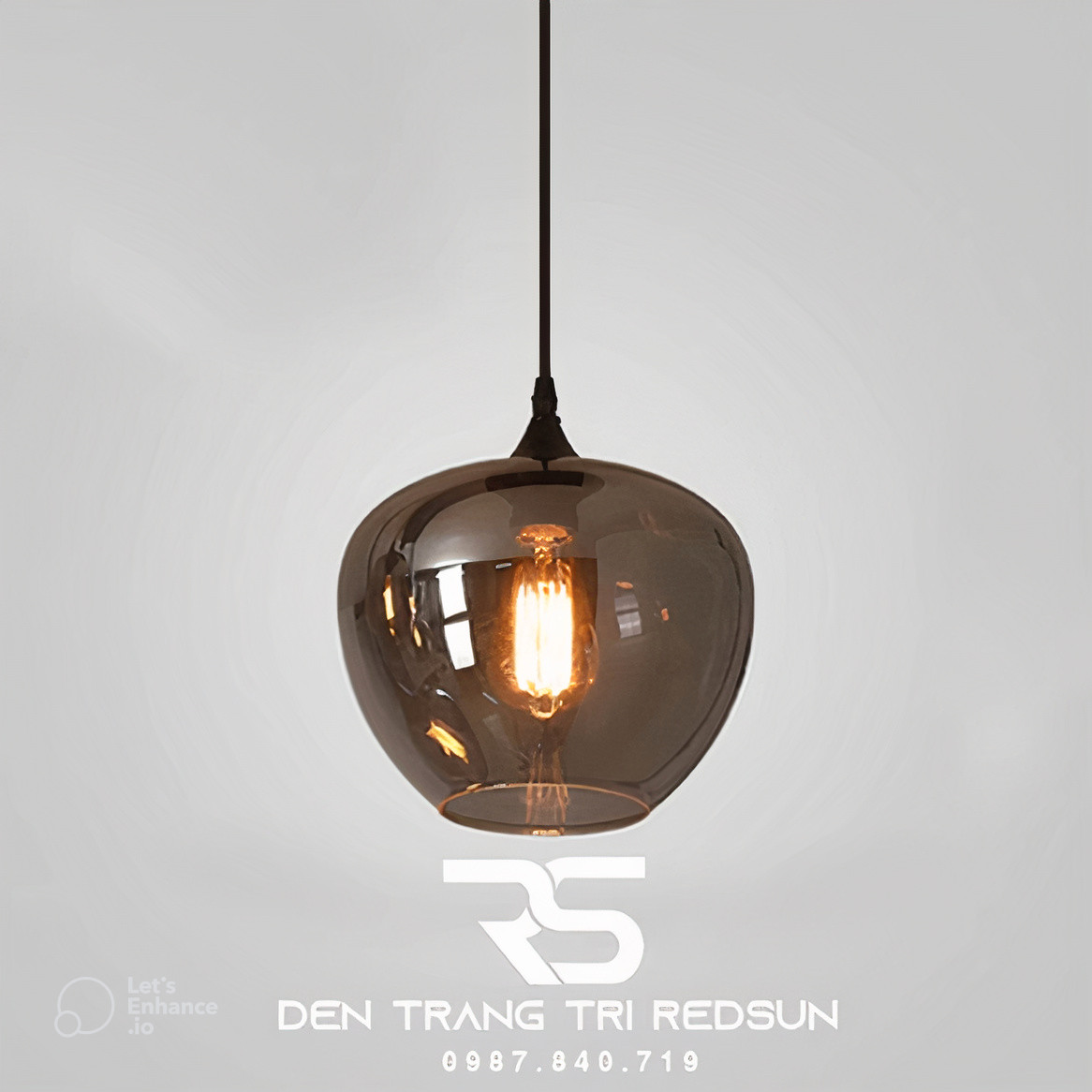 Đèn Thả Trần Hiện Đại Bắc Âu Choá Thuỷ Tinh Đen Khói CDT-L014 Dáng E