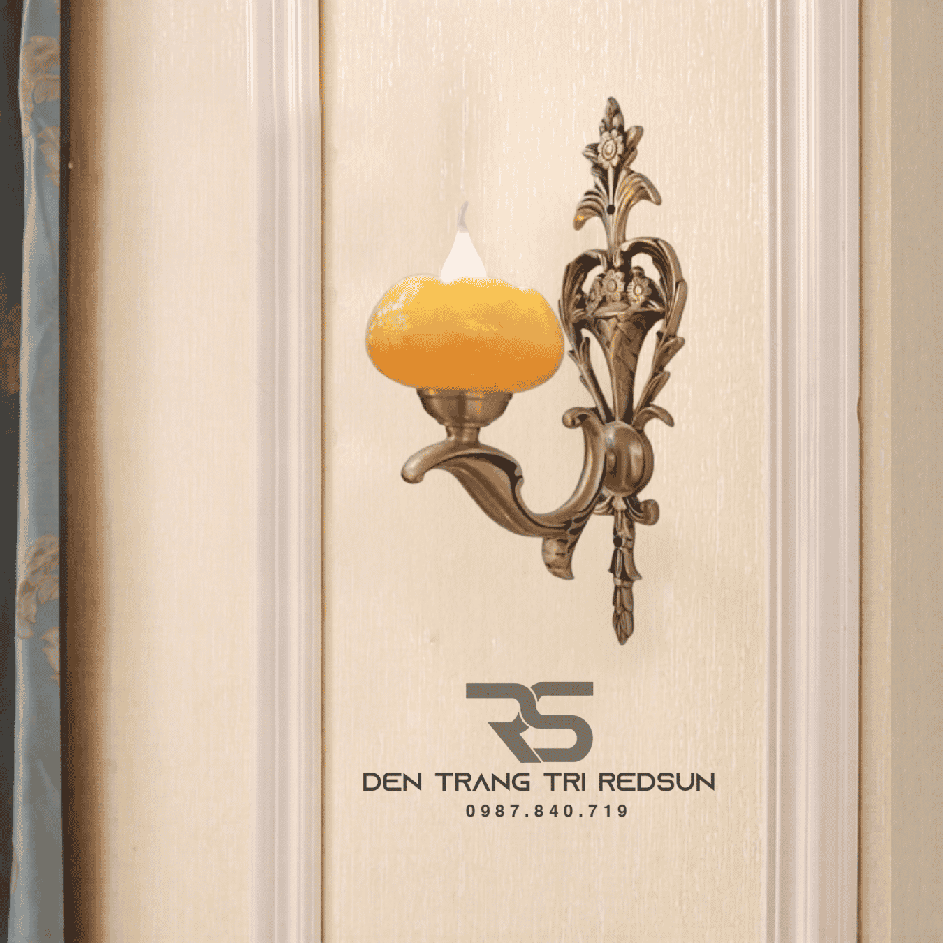Đèn Tường Nến Chất Liệu Đồng Đá Phong Cách Cổ Điển DT-C633/1