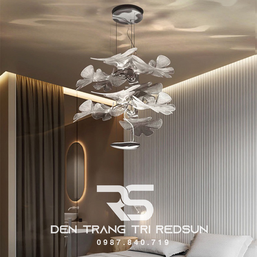 Đèn Thả Trần Hiện Đại Cánh Hoa Bay Thả Kép Chất Liệu Mica Phong Cách Bắc Âu CDT-T043