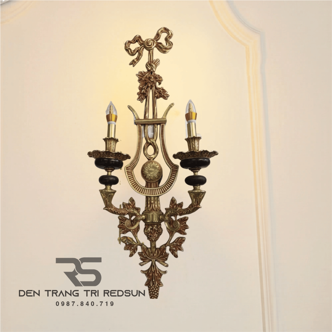 Đèn Tường Nến Chất Liệu Đồng Đá Phong Cách Cổ Điển DT-C9339