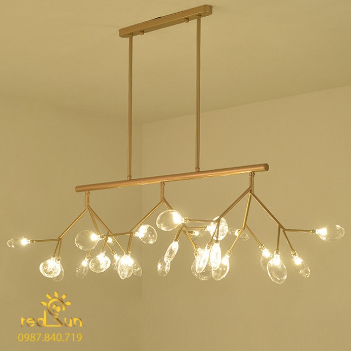 Chùm Hera thả ngang 27 lá DC-L014 (vàng + trong/hổ phách)