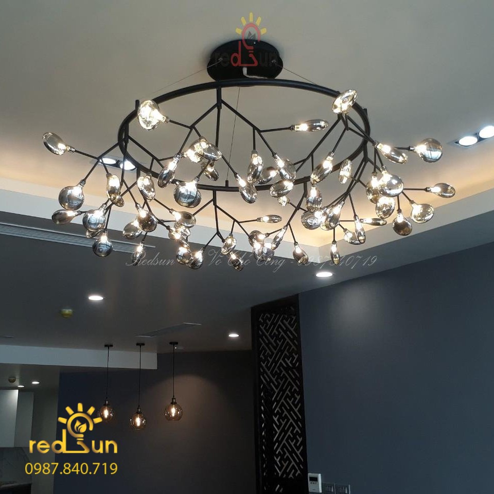 Chùm Hera dáng tròn 63 lá thủy tinh DC-L001