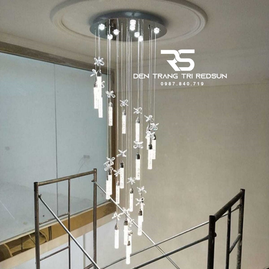 Đèn Thả Trần Hiện Đại Lắp Thông Tầng Cầu Thang, Sảnh Khách Sạn, Phòng Khách Chất Liệu Pha Lê HTK015
