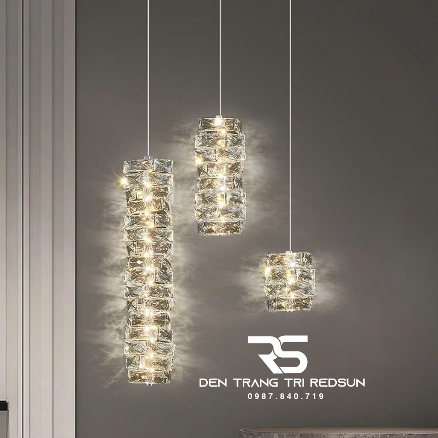 Đèn Thả Trần Lắp Phòng Khách, Phòng Ngủ, Bàn Ăn, Thông Tầng Cầu Thang Hiện Đại Chất Liệu Pha Lê HTK049