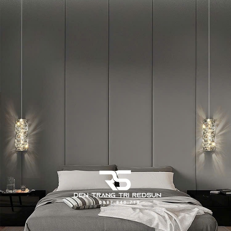 Đèn Thả Trần Lắp Phòng Khách, Phòng Ngủ, Bàn Ăn, Thông Tầng Cầu Thang Hiện Đại Chất Liệu Pha Lê HTK049