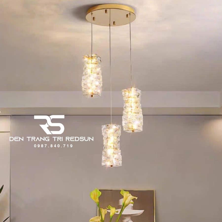 Đèn Thả Trần Lắp Phòng Khách, Phòng Ngủ, Bàn Ăn, Thông Tầng Cầu Thang Hiện Đại Chất Liệu Pha Lê HTK049