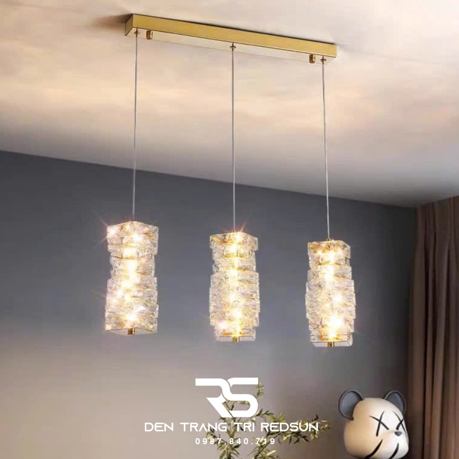 Đèn Thả Trần Lắp Phòng Khách, Phòng Ngủ, Bàn Ăn, Thông Tầng Cầu Thang Hiện Đại Chất Liệu Pha Lê HTK049