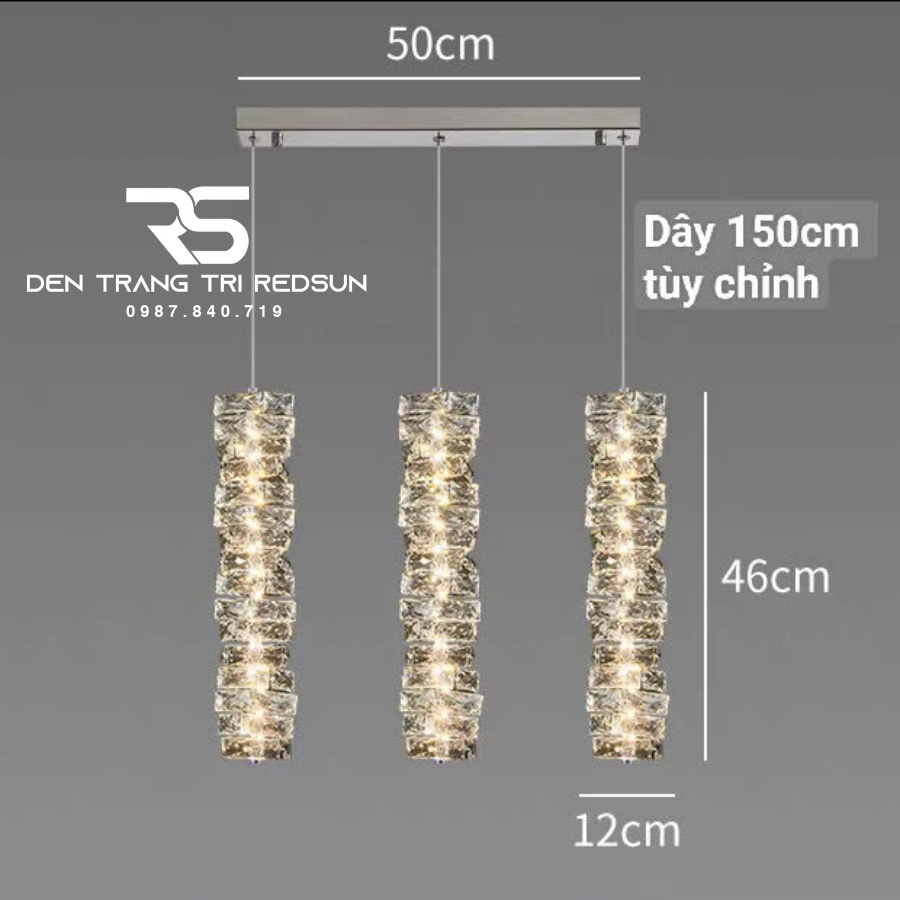 Đèn Thả Trần Lắp Phòng Khách, Phòng Ngủ, Bàn Ăn, Thông Tầng Cầu Thang Hiện Đại Chất Liệu Pha Lê HTK049