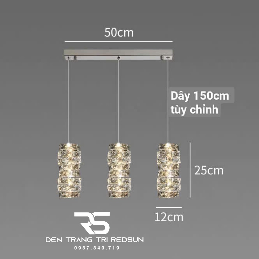 Đèn Thả Trần Lắp Phòng Khách, Phòng Ngủ, Bàn Ăn, Thông Tầng Cầu Thang Hiện Đại Chất Liệu Pha Lê HTK049