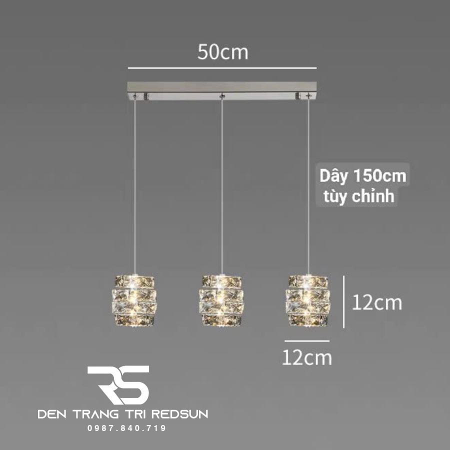 Đèn Thả Trần Lắp Phòng Khách, Phòng Ngủ, Bàn Ăn, Thông Tầng Cầu Thang Hiện Đại Chất Liệu Pha Lê HTK049