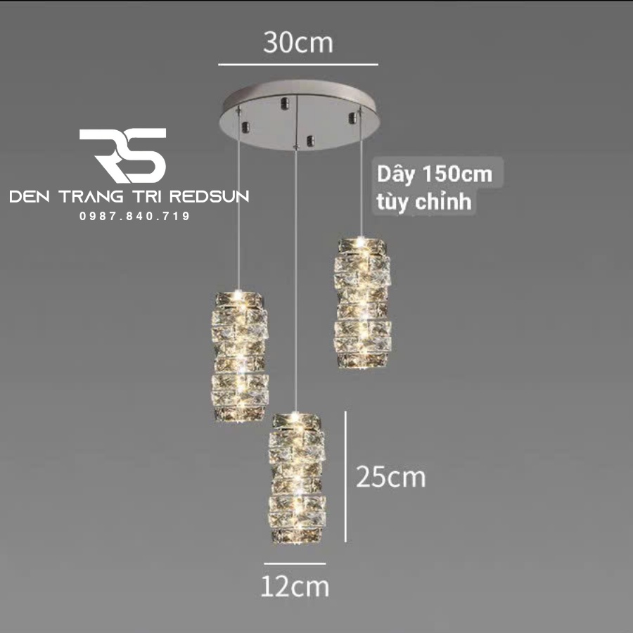 Đèn Thả Trần Lắp Phòng Khách, Phòng Ngủ, Bàn Ăn, Thông Tầng Cầu Thang Hiện Đại Chất Liệu Pha Lê HTK049