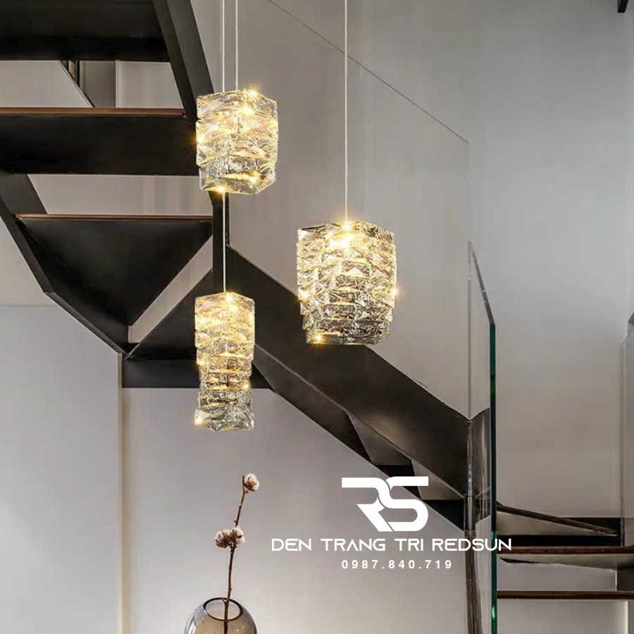 Đèn Thả Trần Lắp Phòng Khách, Phòng Ngủ, Bàn Ăn, Thông Tầng Cầu Thang Hiện Đại Chất Liệu Pha Lê HTK049