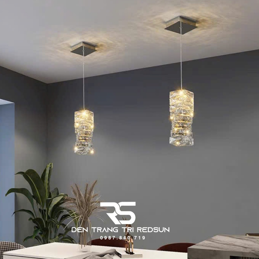 Đèn Thả Trần Lắp Phòng Khách, Phòng Ngủ, Bàn Ăn, Thông Tầng Cầu Thang Hiện Đại Chất Liệu Pha Lê HTK049
