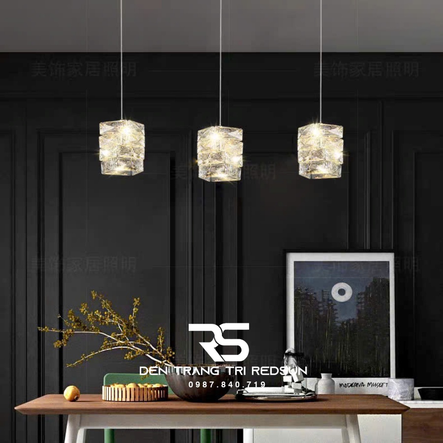 Đèn Thả Trần Lắp Phòng Khách, Phòng Ngủ, Bàn Ăn, Thông Tầng Cầu Thang Hiện Đại Chất Liệu Pha Lê HTK049