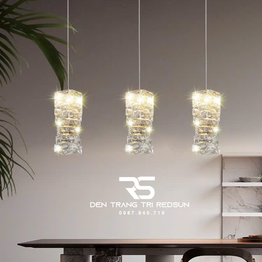 Đèn Thả Trần Lắp Phòng Khách, Phòng Ngủ, Bàn Ăn, Thông Tầng Cầu Thang Hiện Đại Chất Liệu Pha Lê HTK049