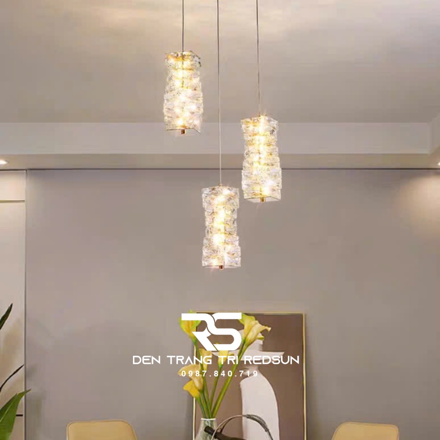 Đèn Thả Trần Lắp Phòng Khách, Phòng Ngủ, Bàn Ăn, Thông Tầng Cầu Thang Hiện Đại Chất Liệu Pha Lê HTK049